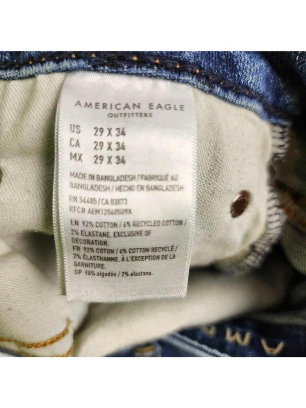 American Eagle Jeans Mens 29x32 Blue Airflex + Relaxed Straight Denim